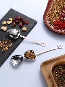 1 cái Dụng cụ lọc trà hình trái tim bằng thép không gỉ, Bộ lọc trà văn phòng, Dụng cụ ngâm gia vị, Ấm trà kiểu ép Quay lại trường học - Bạc - Xem 2