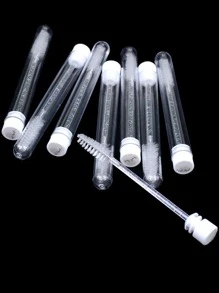 10 Cọ chuốt mi màu trắng đựng trong ống trong suốt, dùng một lần, cọ chuốt mascara, cọ chải mi kèm hộp chống bụi. Dụng cụ trang điểm mini, cọ kẻ lông mày, cọ tán phấn mắt, cọ chải mi, quà tặng kèm. - trắng - Xem 3