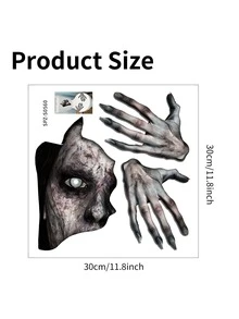 1 Pieza Adhesivo De Tapa De Inodoro Con Patrón De Mano Y Cara De Fantasma De Horror De Halloween - Multicolor - Ver 5