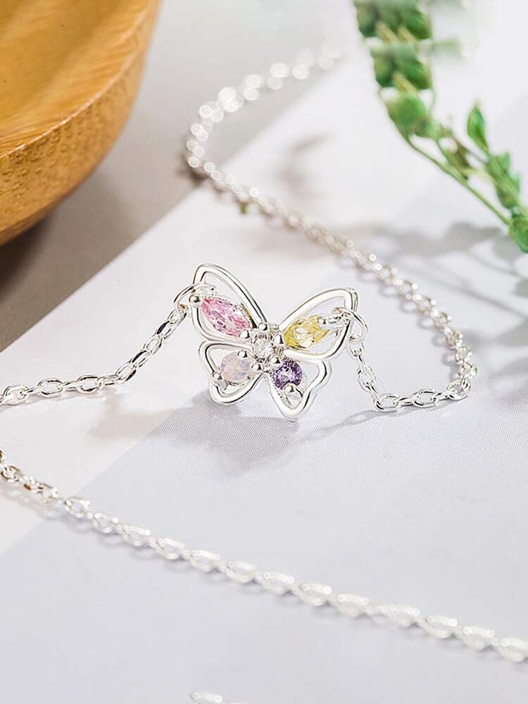 New Sweet Elegant Sparkling Butterfly Pendant Girl Jewelry Necklace Women's Birthday Gift