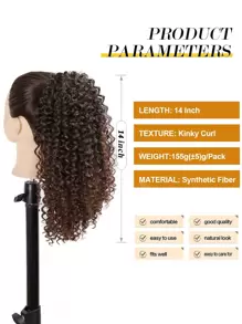 14 Pulgadas Extensión De Coleta Rizada Con Cordón Para Mujeres, Piezas De Cabello De Fibra Sintética Resistente Al Calor De Extensión De Coleta Afro Kinky Corta Para Color Marrón Oscuro - Multicolor - Ver 2