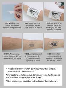 Traditional Style Waterproof And Non-reflective Face Mask Pattern & Floral Pattern Sleeve Tattoo Sticker For Men's And Women's Arms - Black - View 4