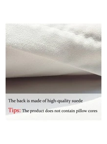 1pc Plush Cushion Cover Without Filler, White Fuzzy Throw Pillow Case, For Sofa, Living Room - White - View 7