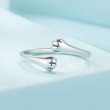 WOSTU 1入組新品到貨100%925純銀迷人的貓咪環適合女士原始精細的首飾類