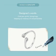 WOSTU 1入組新品到貨100%925純銀迷人的貓咪環適合女士原始精細的首飾類