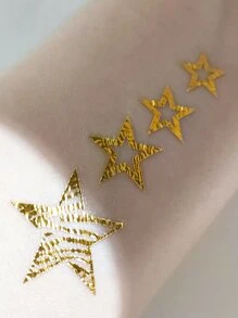 2 piezas Etiqueta engomada del tatuaje temporal luna , hada , gatito diseño hojuela dorada - Dorado - Ver 9