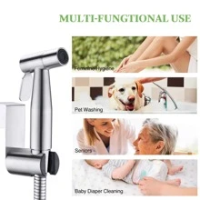 1入高壓手持坐浴噴頭,不銹鋼手持噴頭坐浴,手持布尿布噴頭,浴室淋浴設備 - 銀色 - 查看 3