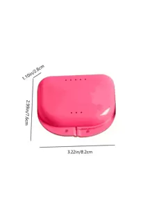 1pc Dental Orthodontic Retainer Denture Storage Case Box, Mouthguard ContainerStorage Bag - Pink - View 7