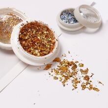 Trang trí nghệ thuật móng tay Sáng Laser Vàng bạc Giấy Nghệ thuật làm Móng Long lanh Kim sa Bộ - Vàng - Xem 2