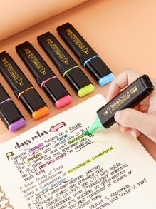 6/12pcs Fluorescent Highlighter Marker Pens, Multi-Color Neon Highlight Pens For Note Taking, Thick Tip, Suitable For Bullet Journals, Back To School - Multicolor - View 1