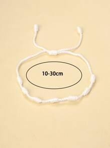 1個男女皆宜的幸運紅結手鏈,編織手鏈 - 白色 - 查看 4