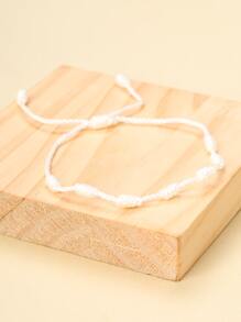 1個男女皆宜的幸運紅結手鏈,編織手鏈 - 白色 - 查看 3