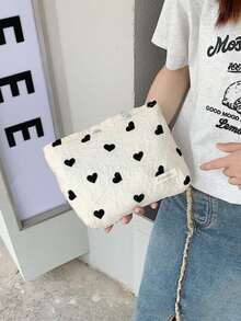 Học sinh Vải Cái túi Love Tuổi  Giảm Dễ thương Vải Nắm tay Túi mỹ phẩm Làm đẹp Túi trang điểm Túi bảo quản - Đen và trắng - Xem 3
