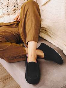 LongBay Women's Memory Foam Slippers Breathable Terry Cloth House Shoes for Ladies Washable Closed Hoodback Slippers Rubber Soles Indoor - 黑色 - 查看 2