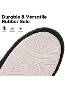 LongBay Women's Memory Foam Slippers Breathable Terry Cloth House Shoes for Ladies Washable Closed Hoodback Slippers Rubber Soles Indoor - 黑色 - 查看 6