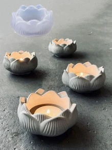 1 件莲花烛台石膏模具，莲花烛杯水泥模具，睡莲烛台水磨石硅胶模具 Jesmonite - 白色 - 查看 1