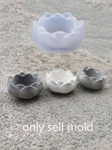 1 件莲花烛台石膏模具，莲花烛杯水泥模具，睡莲烛台水磨石硅胶模具 Jesmonite - 白色 - 查看 5