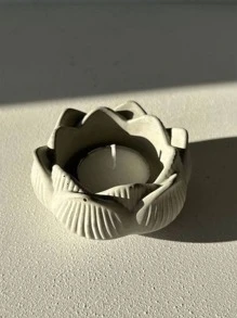 1 件莲花烛台石膏模具，莲花烛杯水泥模具，睡莲烛台水磨石硅胶模具 Jesmonite - 白色 - 查看 2