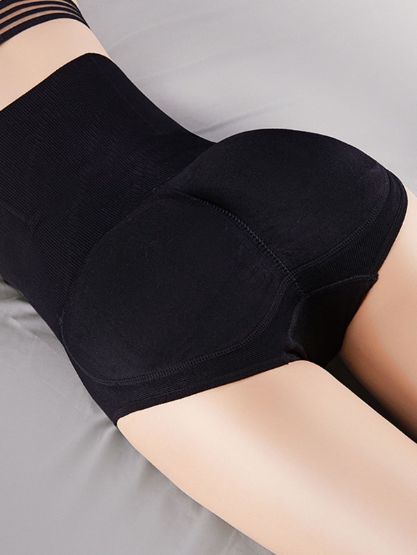 Bragas levantadoras de glúteos de cintura alta para mujer, color negro, con Realzador de cadera acolchado, cinturón elástico, 1 pieza