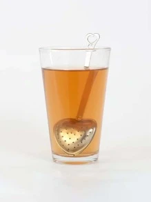 1 cái Dụng cụ lọc trà hình trái tim bằng thép không gỉ, Bộ lọc trà văn phòng, Dụng cụ ngâm gia vị, Ấm trà kiểu ép Quay lại trường học - Bạc - Xem 4