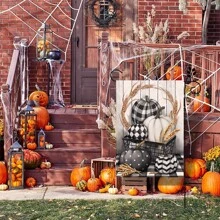 Garden Flags Double Sided for Outside,Halloween Pumpkin Yard Flags Garden Decor,Fall Watercolor Bird Small Garden Flag,Yard Decorations for Home Outdoor - Black - View 2