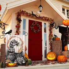 Garden Flags Double Sided for Outside,Halloween Pumpkin Yard Flags Garden Decor,Fall Watercolor Bird Small Garden Flag,Yard Decorations for Home Outdoor - Black - View 1