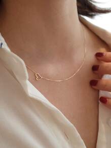 BALMORA 1pc Sterling S925 Silver Vintage Elegant Gold Cute Heart Pendant Necklace For Women Girlfriend Fashion Clavicle Chain Daily Life Jewelry Gift