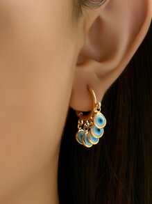 1 par de pendientes con colgante de forma de ojo colorido y moderno, diseño de ojos de demonio, adecuado para que las mujeres lo usen a diario - Multicolor - Ver 14