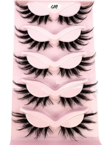 HBZGTLAD 5pairs/Set Natural Long 3d Transparent Stem Cat-Eye Cartoon False Eyelashes With Messy Wispy End, Eyelash Extension Kit Strip Lashes, Lashes, Eyelashes, Fake Lashes - Black - View 1