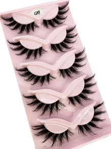 HBZGTLAD 5pairs/Set Natural Long 3d Transparent Stem Cat-Eye Cartoon False Eyelashes With Messy Wispy End, Eyelash Extension Kit Strip Lashes, Lashes, Eyelashes, Fake Lashes - Black - View 3