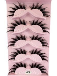 HBZGTLAD 5pairs/Set Natural Long 3d Transparent Stem Cat-Eye Cartoon False Eyelashes With Messy Wispy End, Eyelash Extension Kit Strip Lashes, Lashes, Eyelashes, Fake Lashes - Black - View 4