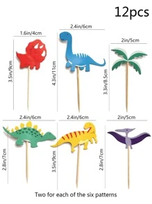 12 piezas Decoración de pastel en forma de dinosaurio - Multicolor - Ver 2
