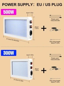 CanLing 500w全光譜led植物生長燈ac100-277v專業植物補光燈ip65防水室內種植燈,具有開花/蔬菜兩種模式可調光300w溫室帳篷栽培燈110v / 220v通用的紫外線紅外線水培燈,適用於蔬菜、水果、種子、多肉植物的紅光和藍光促進光合作用,含掛鉤、美式/歐式插頭、216/312個led晶片 - 白色 - 查看 10