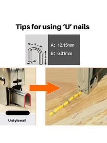 6pcs/set Orange Color 3-in-1 Square U T Shaped Nail Gun With Anti-slip & Wear-resistant Features, Suitable For Woodworking And Diy - Orange - View 3