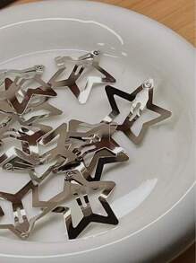 30入組女式金屬銀色星形髮夾,適用於日常使用,y2k風格街頭穿搭 - 銀色 - 查看 4