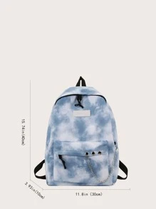 1pc Girls' Camo Tie-dye Nylon Backpack With Zipper Closure, Campus Fashion All-match Student School Bag For Daily Use