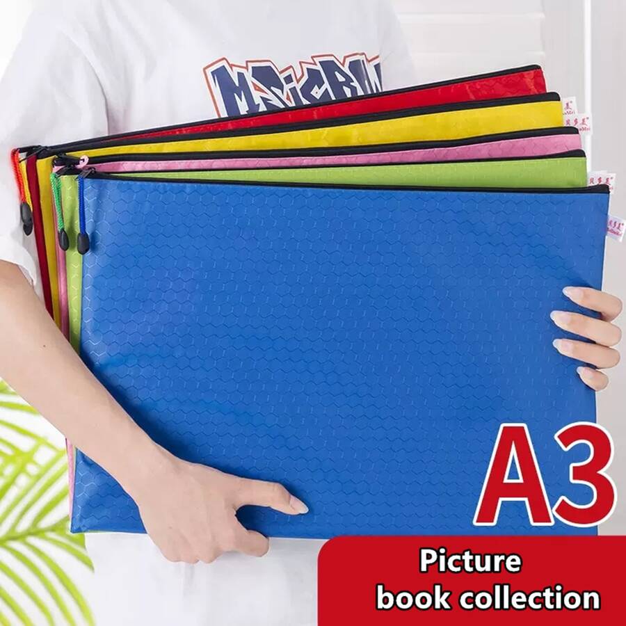 1 件綠色 A3 藝術收納袋,大號防水文件夾,藝術用品收納袋