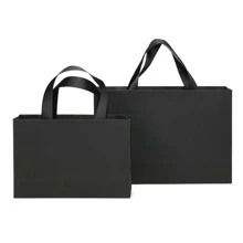 4pcs Black Paper Gift Bag With Twisted Rope Handles, In Small, Medium And Large Sizes, Suitable For Advertising, Gift Wrapping And Clothing Stores Valentine Day - Black - View 5
