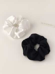 2pcs Women's Soft And Smooth Imitated Silk Hair Scrunchies Set With High Elasticity, Luxury And Versatile, Black And White Colors Casual,Hair Accessories,Ponytail ,Hair Elastics,Hair Rope,Hair Ties, Hair Bobbles ,Gym Sport Outfit Head Accessories - Multicolor - View 6