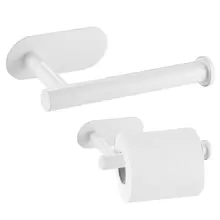 不銹鋼膠黏劑衛生紙架,掛壁式卷紙架適用於浴室,極簡風格設計 - 白色 - 查看 2