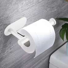 不銹鋼膠黏劑衛生紙架,掛壁式卷紙架適用於浴室,極簡風格設計 - 白色 - 查看 3