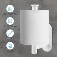 不銹鋼膠黏劑衛生紙架,掛壁式卷紙架適用於浴室,極簡風格設計 - 白色 - 查看 6