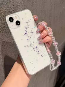 Apple Phone Charm Floral Clear Phone Case With Lanyard - Multicolor - View 1