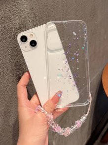 Apple Phone Charm Floral Clear Phone Case With Lanyard - Multicolor - View 3
