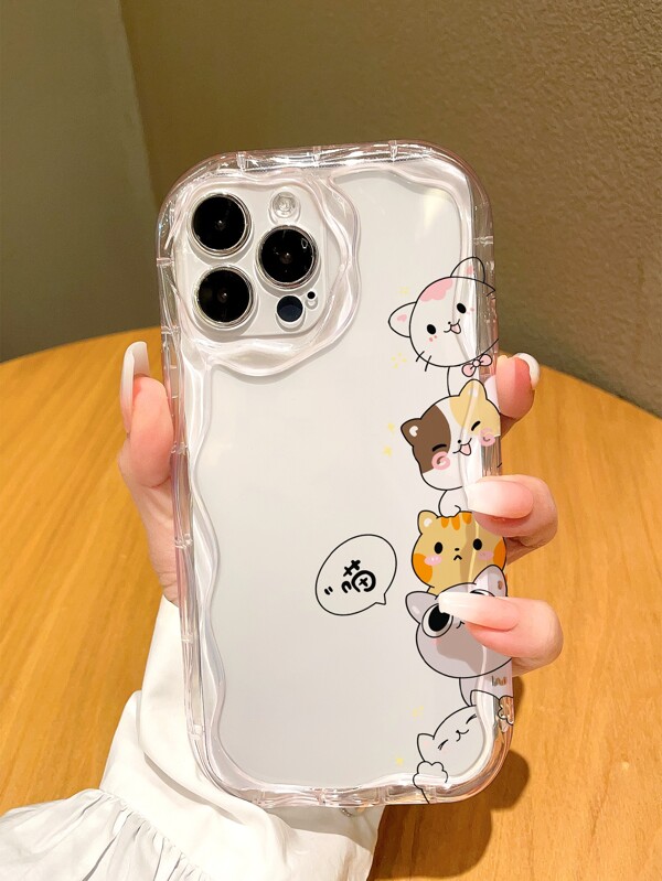 Apple Cartoon Cat Pattern Phone Case