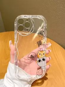 苹果卡通猫图案手机壳防水防震防摔防刮 - 彩色 - 查看 3