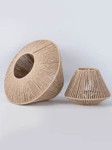 1pc Imitation Rattan Pendant Lamp Shade, Rattan Basket Chandelier Lamp Shade, Woven Lampshade Light Fixture Rattan Shade, For Home Restaurant Cafe Teahouse Decoration - Apricot - View 4