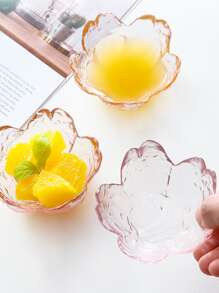 4pcs Glass Dipping Sauce Dishes, Condiment Plates, Mustard Dishes, Hotpot Dipping Bowls - Random Color And Pattern (4pcs Fully Transparent Pink Size)Christmas Gift