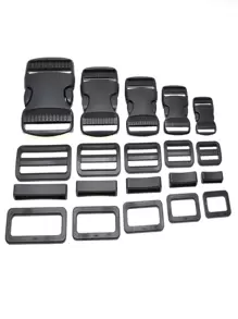2 Sets Of Buckle Combination Set 2cm-5cm Pet Collar Buckle Four-piece Adjustable Webbing Buckle Bag Accessory - Black - View 1
