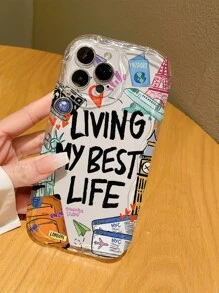 Coque de téléphone avec graphique en forme de lettre pomme, kawaii - Multicolore - Voir 2